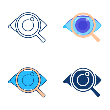 Ophthalmology icon set in flat and line styleのイラスト素材