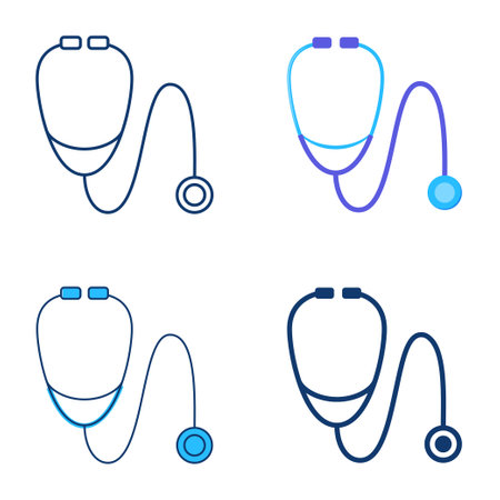 Stethoscope medical instrument icon setのイラスト素材