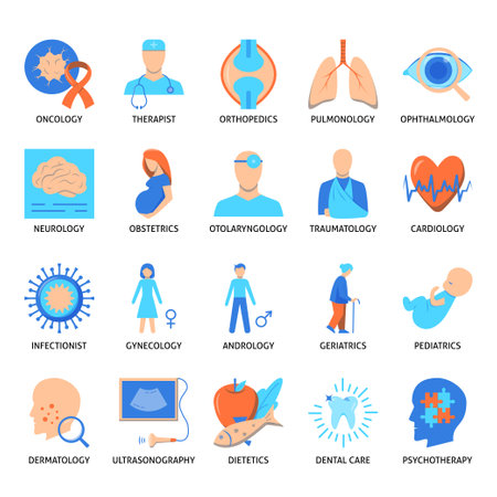 Medicine icon set in flat styleのイラスト素材