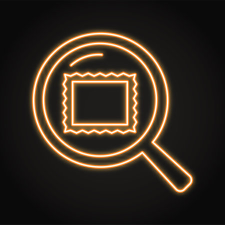 Neon postal stamp icon in line styleのイラスト素材