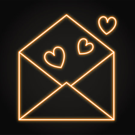 Envelope with hearts neon iconのイラスト素材