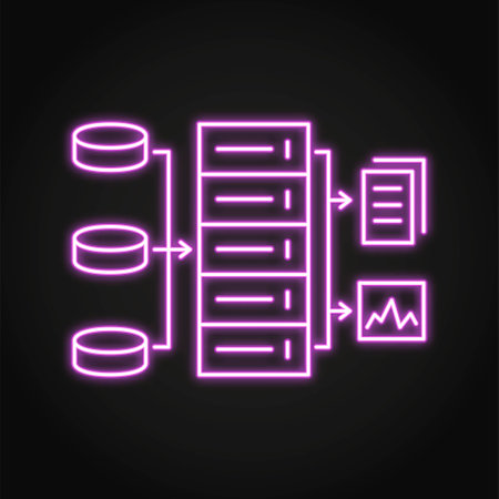 Data architecture neon icon in line styleのイラスト素材