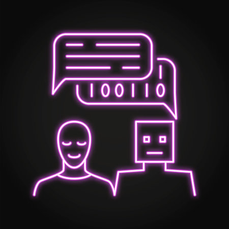 Natural language processing neon icon in line styleのイラスト素材