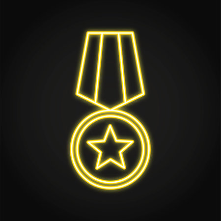 Military medal neon line iconのイラスト素材