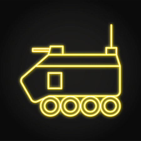 Combat vehicle neon line iconのイラスト素材