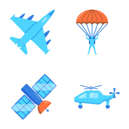 Military air force icon set in flat and line styleのイラスト素材