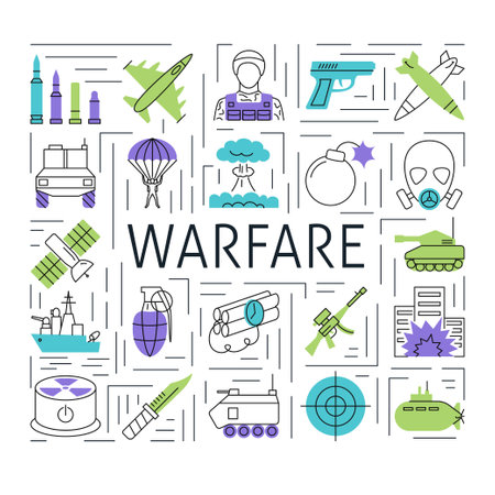 War concept poster in line styleのイラスト素材