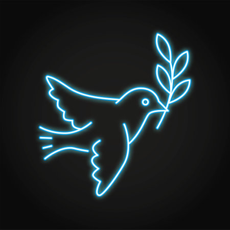 Dove of peace neon iconのイラスト素材