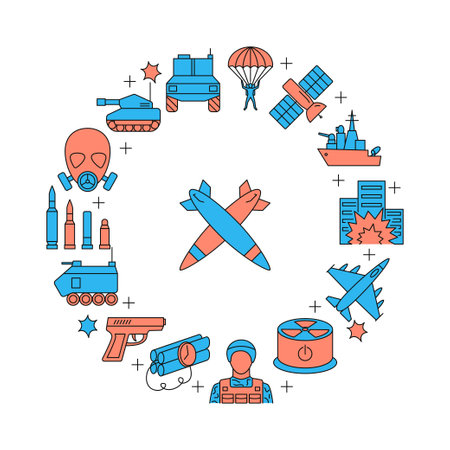 Military weapons round concept posterのイラスト素材