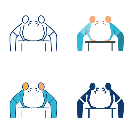 Quarrel icon set in flat and line styleのイラスト素材