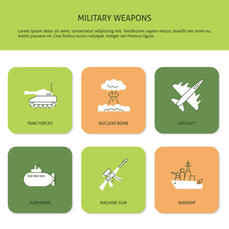 Military weapons and transport banner templateのイラスト素材