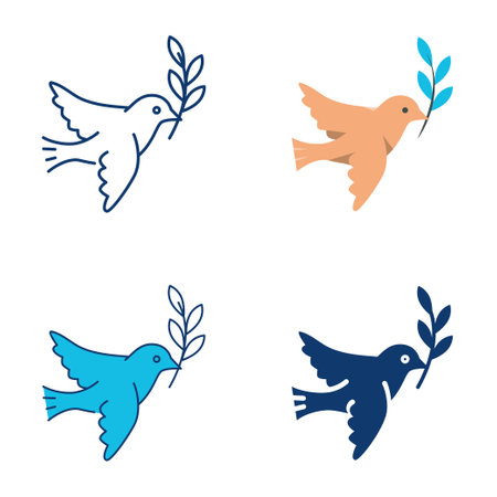 Dove of peace icon setのイラスト素材