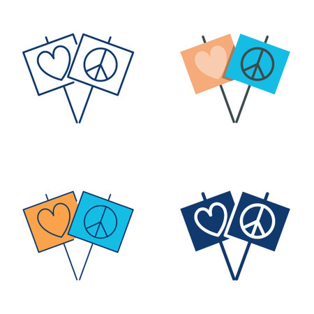Love and peace symbols icon setのイラスト素材