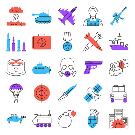 War and military icon setのイラスト素材