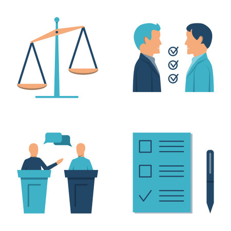 Negotiation icon set in flat styleのイラスト素材