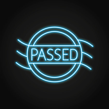 Control passed stamp neon iconのイラスト素材