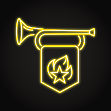 Trumpet with flag neon iconのイラスト素材