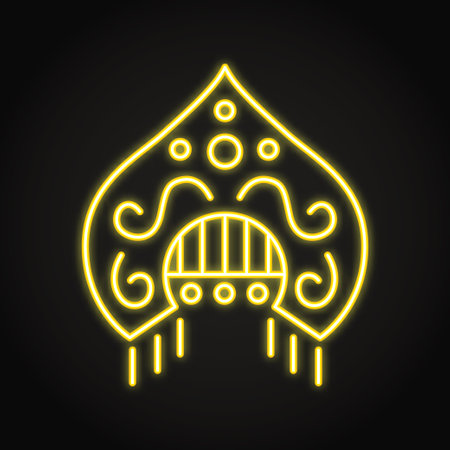 Traditional kokoshnik neon line icon. National Russian headdress symbol. Vector illustration.のイラスト素材