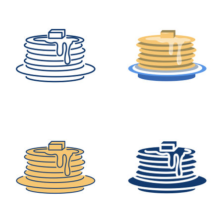 Stack of pancakes icon setのイラスト素材