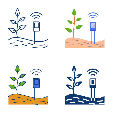 Soil scanning sensors icon setのイラスト素材