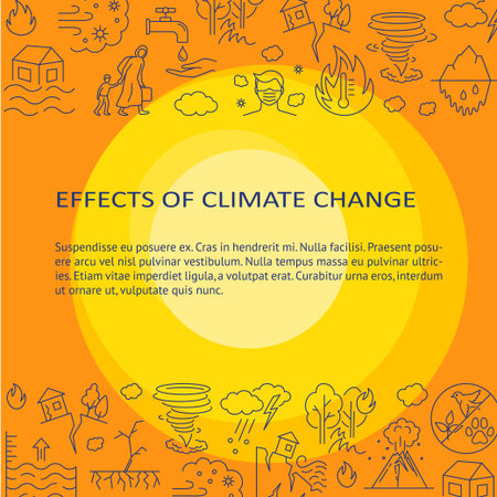 Effects of climate change banner template with place for text. Vector illustration.