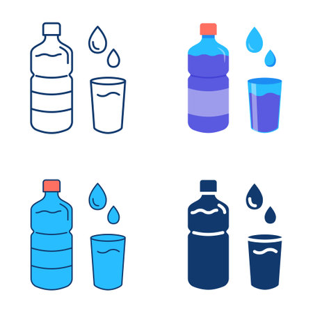 Stay hydrated icon set in flat and line styleのイラスト素材