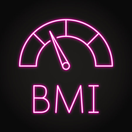 Body mass index neon icon. BMI symbol. Vector illustration.のイラスト素材