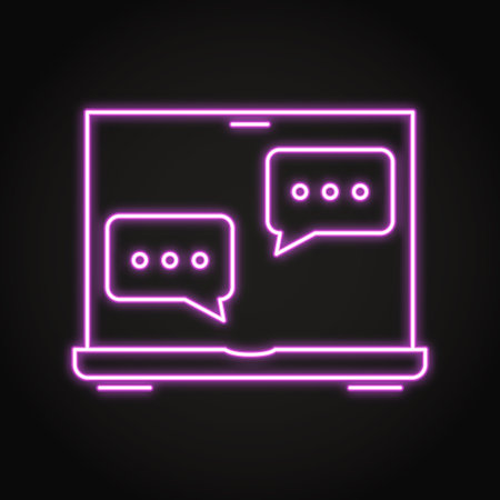 Online chat neon line iconのイラスト素材