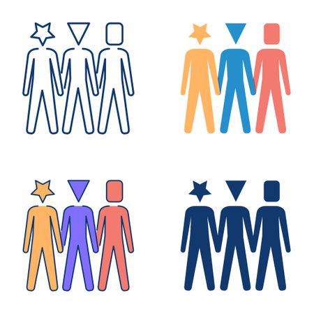 Diversity and inclusion icon set in flat and line style. Diverse group, equality and tolerance. Vector illustrationのイラスト素材