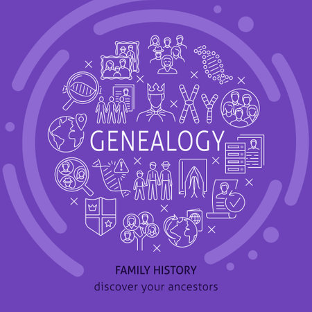 Genealogy and family history round concept posterのイラスト素材