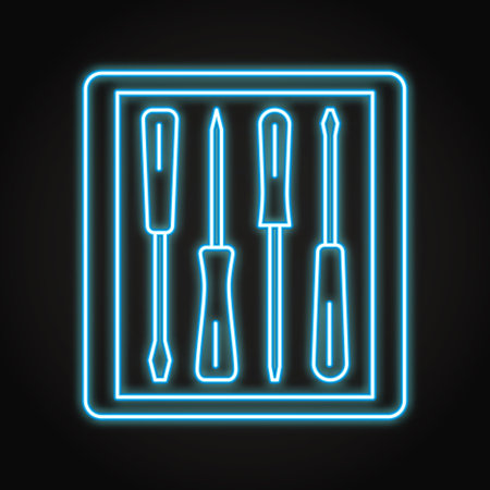 Screwdriver set neon line iconのイラスト素材