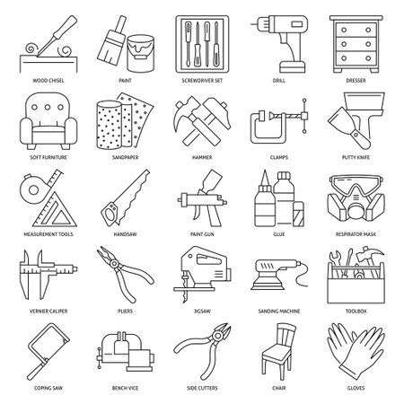 Repair tools and equipment icon setのイラスト素材