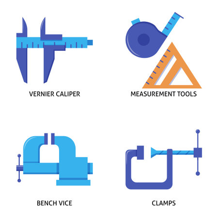 Carpenter tools flat icon setのイラスト素材