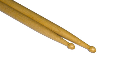 Isolated Wood Drum Sticks on White Backgroundの写真素材