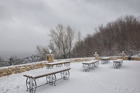 Winter is very cold, the trees covered with frostの写真素材