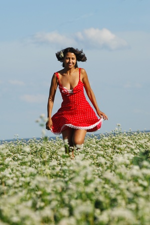 girl in the open air on the natureの写真素材