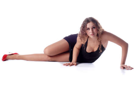 The girl in the studio, a good moodの写真素材