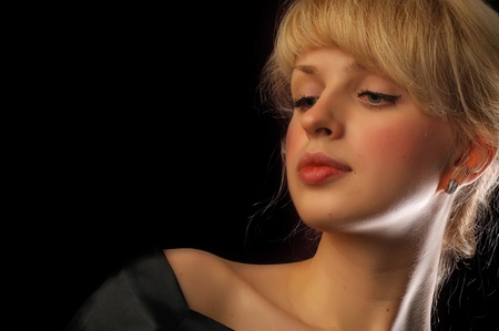 The girl in the studio, high spiritsの写真素材