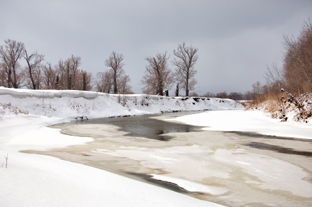 River in spring flood. Tatarstan, Russia