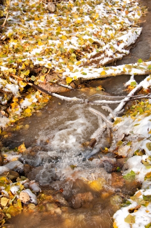 The river first snowの写真素材