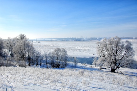 River winter in Russia  Tatarstan Kama