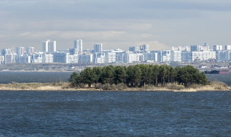 city on the riverの写真素材