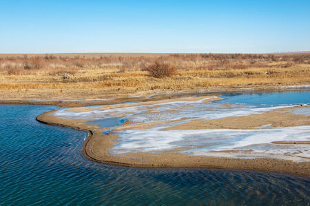 River ice. river in winter. winter creek. の写真素材