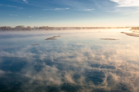 River ice. river in winter. winter creek. の写真素材