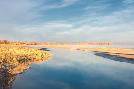 River ice. river in winter. winter creek. の写真素材
