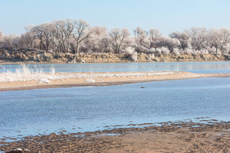 River ice. river in winter. winter creek. の写真素材