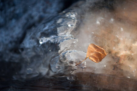 River in late autumn. A landscape photo in late autumn. sunrise over the river late autumn. winter landscape of southern Kazakhstanの写真素材
