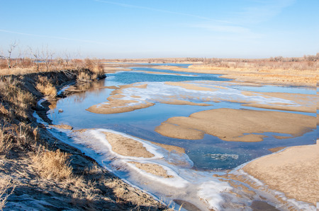 River ice. river in winter. winter creek. の写真素材