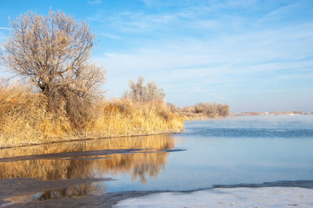 River ice. river in winter. winter creek. の写真素材