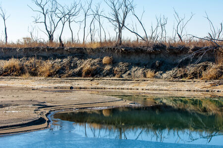 River ice. river in winter. winter creek. の写真素材